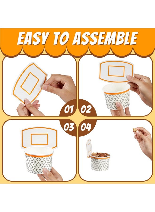 Suclain Basketball Hoop Snack Cups Basketball Party Decorations Paper Party Supplies Kids Paper Snack Cups Disposable Treat Food Bowls for Ball Themed Birthday Favors(24 Pieces) - Image 3
