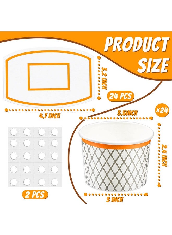 Suclain Basketball Hoop Snack Cups Basketball Party Decorations Paper Party Supplies Kids Paper Snack Cups Disposable Treat Food Bowls for Ball Themed Birthday Favors(24 Pieces) - Image 2