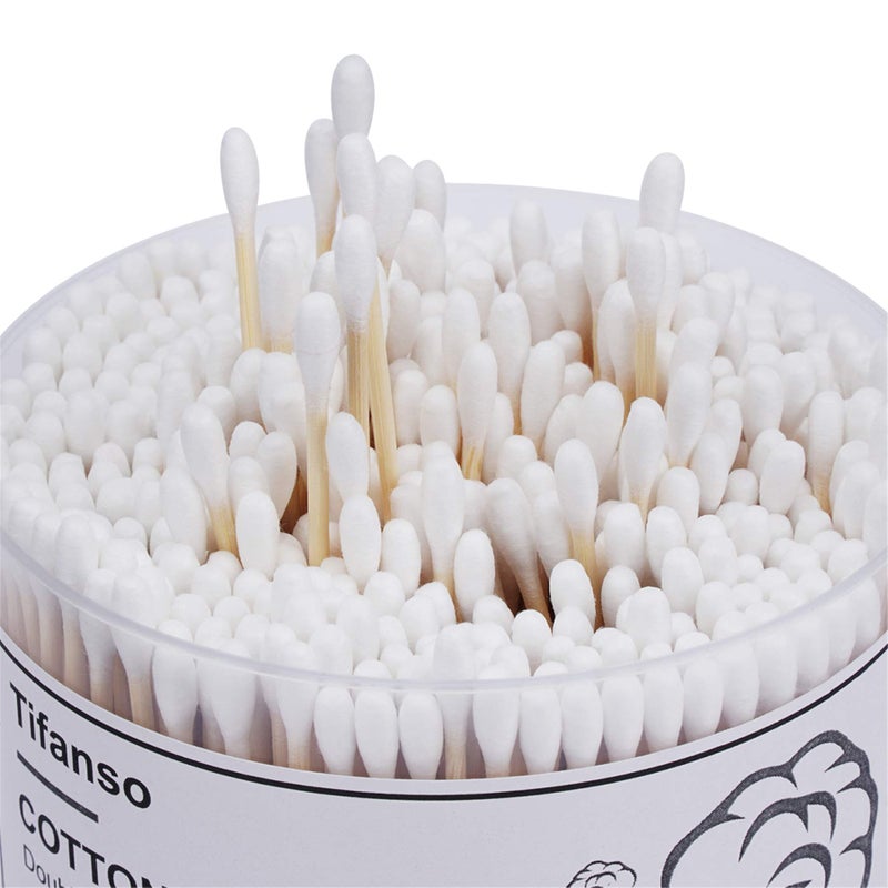 tifanso 500 Count Cotton Swabs, Natural Double Round Strong Wooden Cotton Tip Sticks Buds for Ears, Cruelty-Free Ear Swabs with Storage Box - Image 2