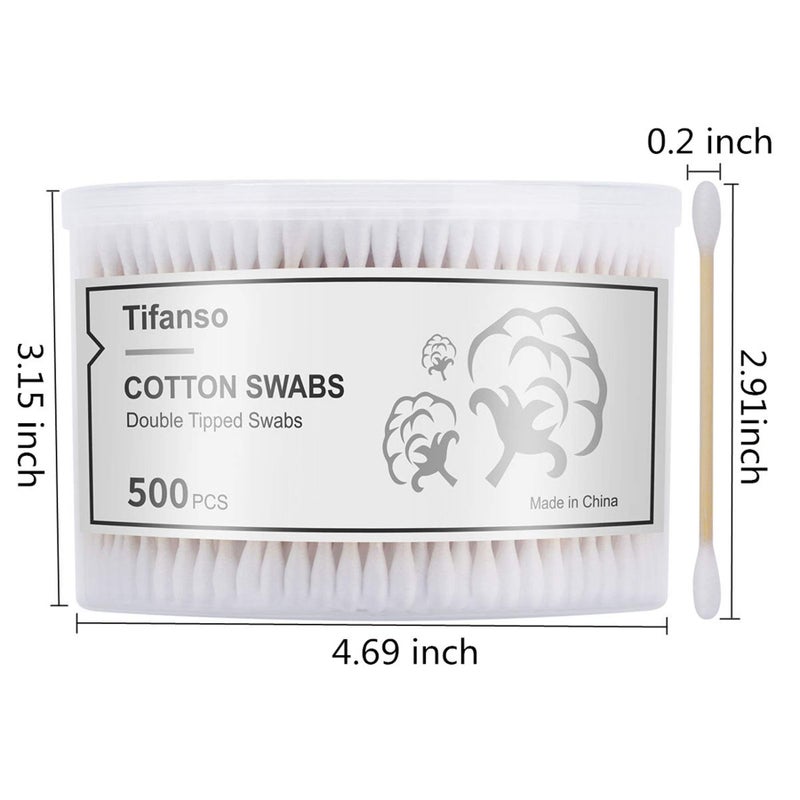 tifanso 500 Count Cotton Swabs, Natural Double Round Strong Wooden Cotton Tip Sticks Buds for Ears, Cruelty-Free Ear Swabs with Storage Box - Image 3