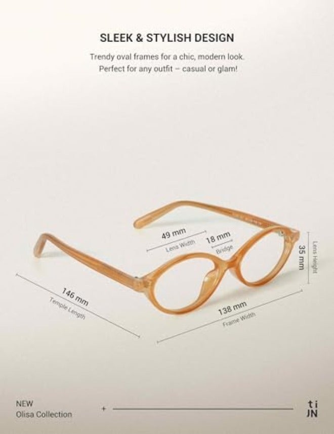 TIJN Olisa Blue Light Blocking Glasses for Women Men,Retro Oval Frame Bluelight Eyeglasses for Gaming/Computer/Screen - Image 4