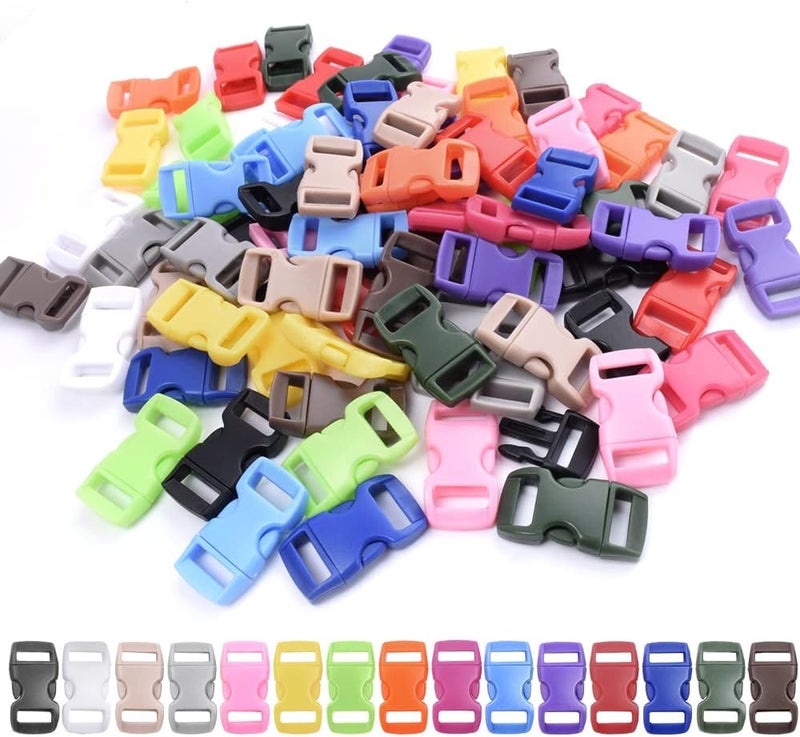 CooBigo 100pack Assorted 3/8" Curve Contoured Side Release Buckle for Parachute 550 Cord Paracord Bracelet Pets Collar Strap Webbing Sewing Accessories FLC003-C - Image 3