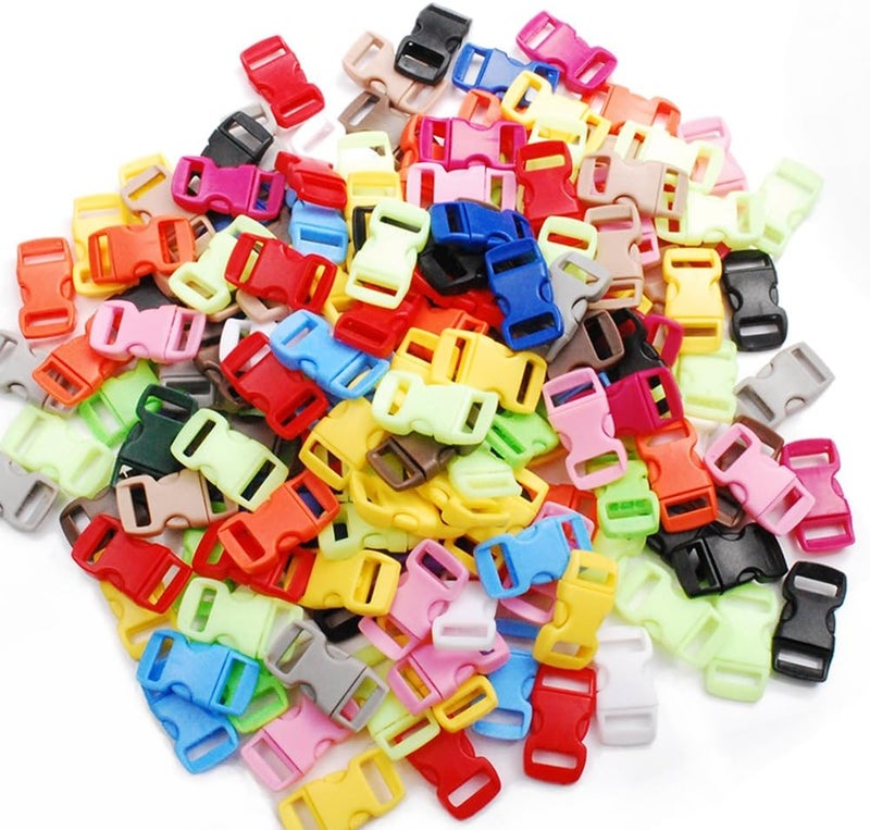 CooBigo 100pack Assorted 3/8" Curve Contoured Side Release Buckle for Parachute 550 Cord Paracord Bracelet Pets Collar Strap Webbing Sewing Accessories FLC003-C - Image 1