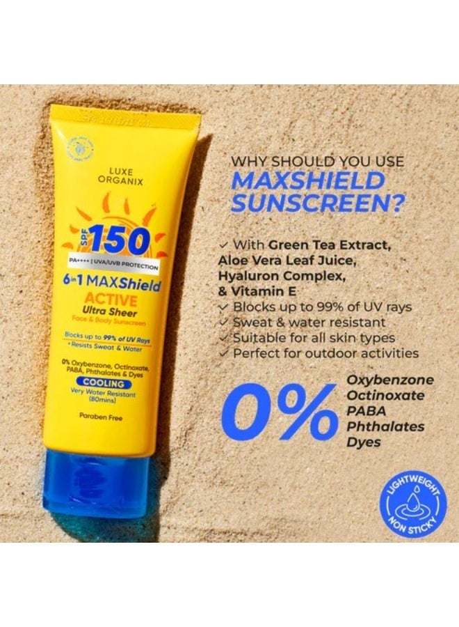Luxe Organix SPF 150 6-in-1 Maxshield Active Ultra Sheer Face & Body Cooling Sunscreen - 100ml - Image 5