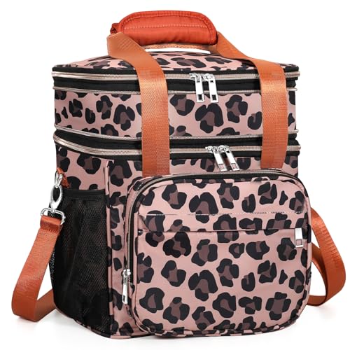 GLENKEY Expandable Lunch Box Cooler Bag Insulated Soft Lunch Bag for Men Women Large Lunchbox for Adults Work Camping Outdoor Travel Leopard 16L - Image 1