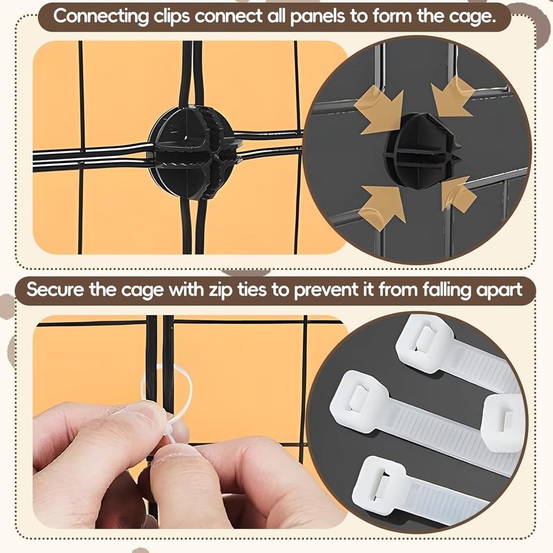 HIKKY قفص قطط كبير من 3 طبقات من HIKKY - حاوية داخلية، ملعب DIY مرن، بيت قفص سلكي معدني قابل للفصل مع بابين، سلمين منحدرين لـ 1-2 قطط، حيوانات صغيرة (أبيض) - Image 3
