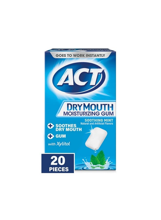 ACT Dry Mouth Moisturizing Gum, Soothing Mint, Sugar Free, 20 Count (Pack of 2) - Image 3