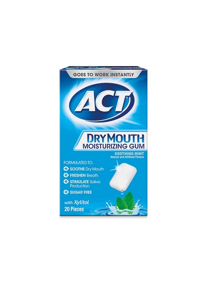 ACT Dry Mouth Moisturizing Gum, Soothing Mint, Sugar Free, 20 Count (Pack of 2) - Image 2