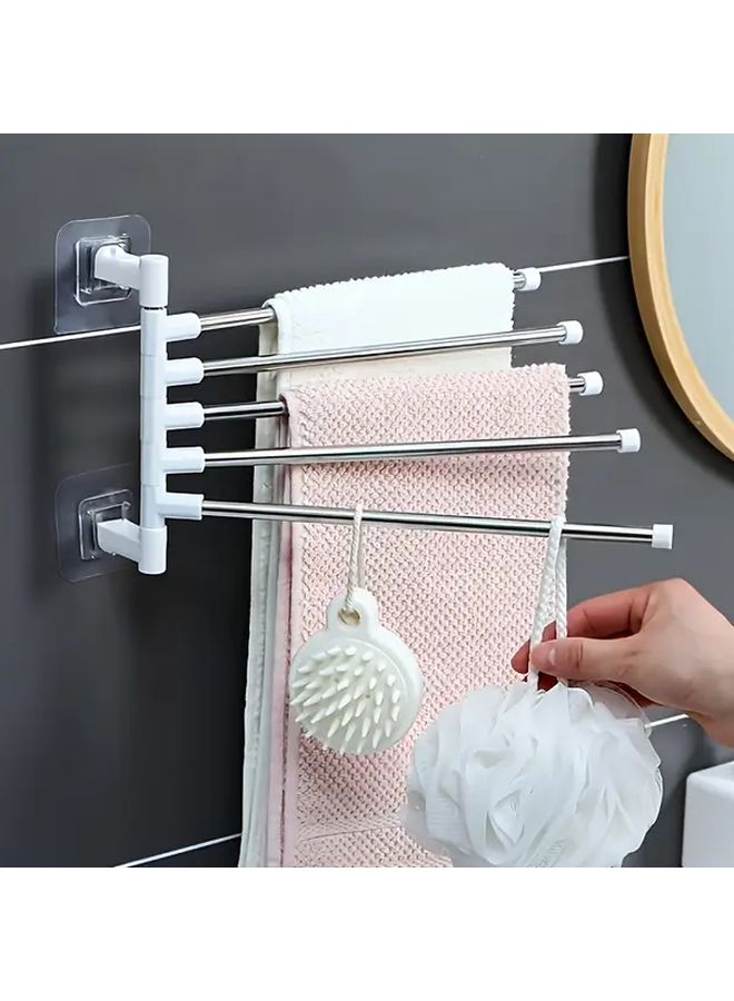 4 Season Stainless Steel 5 Tier Wall Mounted Rotating Towel Rack Bathroom Organizer - Image 1