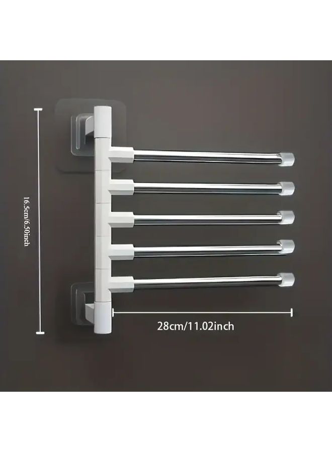 4 Season Stainless Steel 5 Tier Wall Mounted Rotating Towel Rack Bathroom Organizer - Image 2