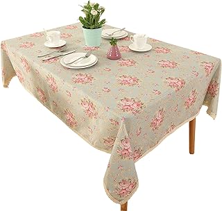 HIGHFLY Vintage Flower Decorative 55x71 Rectangle Linen Table Cloth by  - Printed Pattern Washable Table Cloth Dinner - Image 1