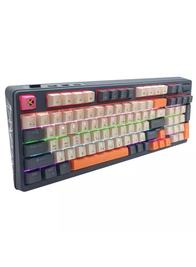 k Gaming Iron Hawk Tri-Mode Wireless Mechanical Keyboard, Jelly Blue Switch, AR/EN - Blue - Image 5