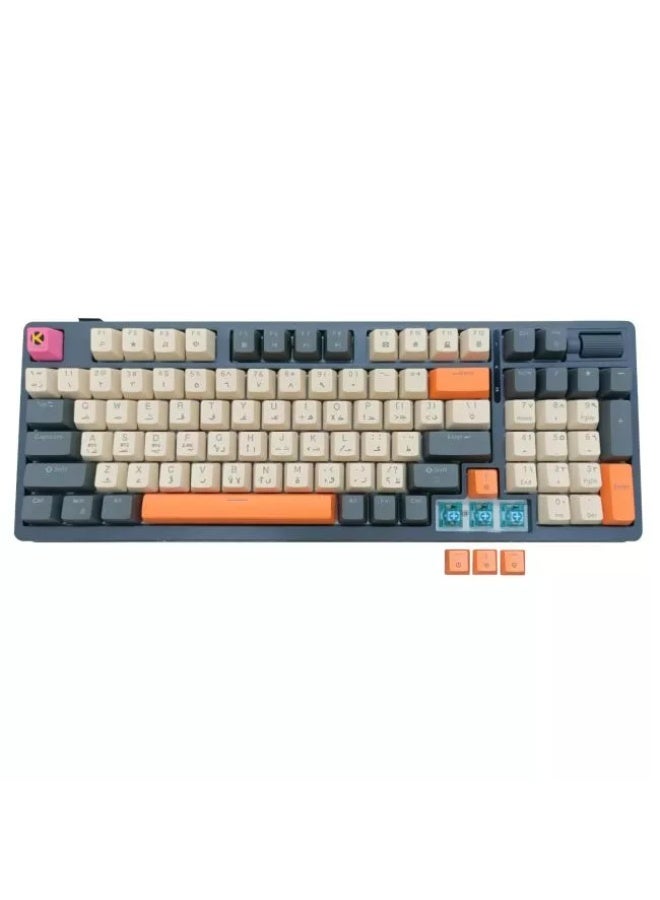 k Gaming Iron Hawk Tri-Mode Wireless Mechanical Keyboard, Jelly Blue Switch, AR/EN - Blue - Image 4