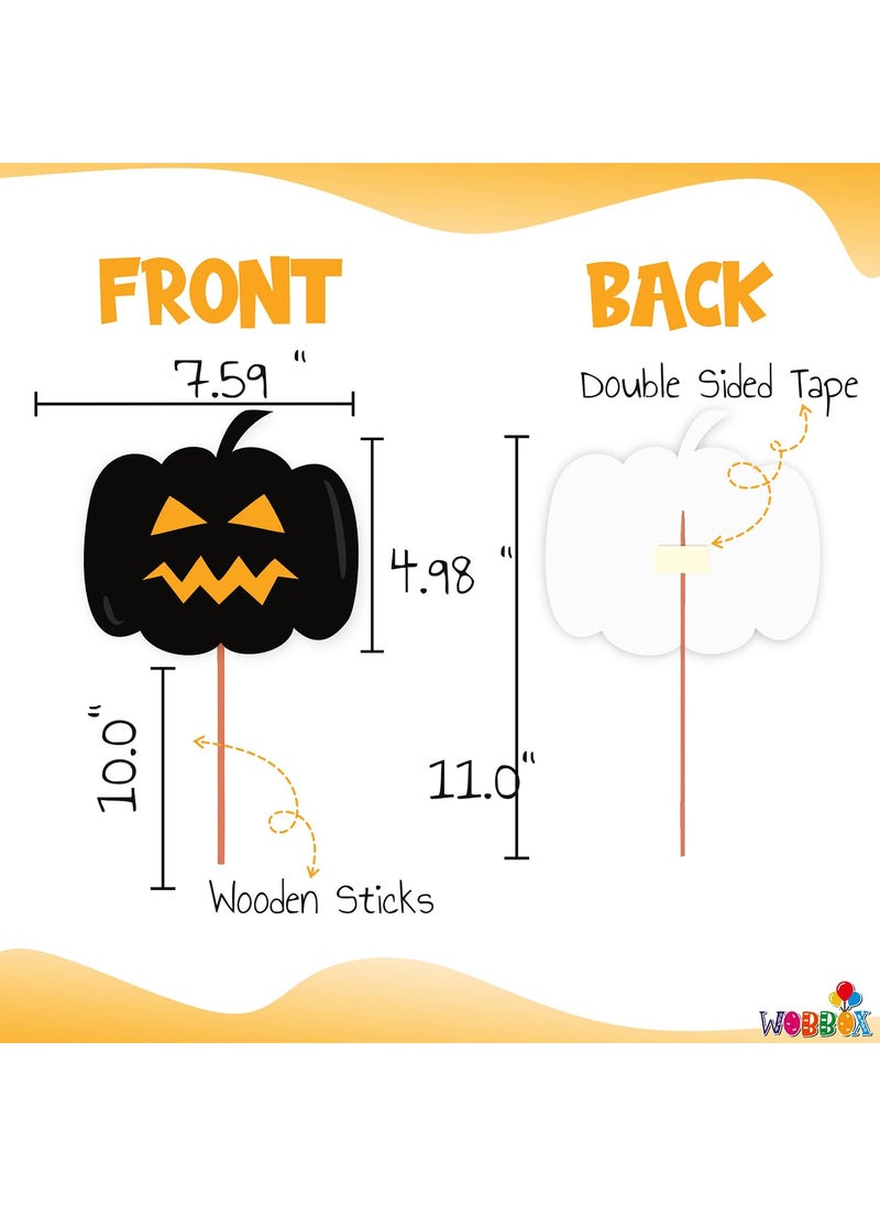 WOBBOX - WOBBOX Halloween Party Prop Photo Booth Props DIY Kit with Bunting Banner for Party Supplies Featuring Boo Pumpkin Ghost Halloween Decorations Photo Booth Props (Combo YV) - Image 1