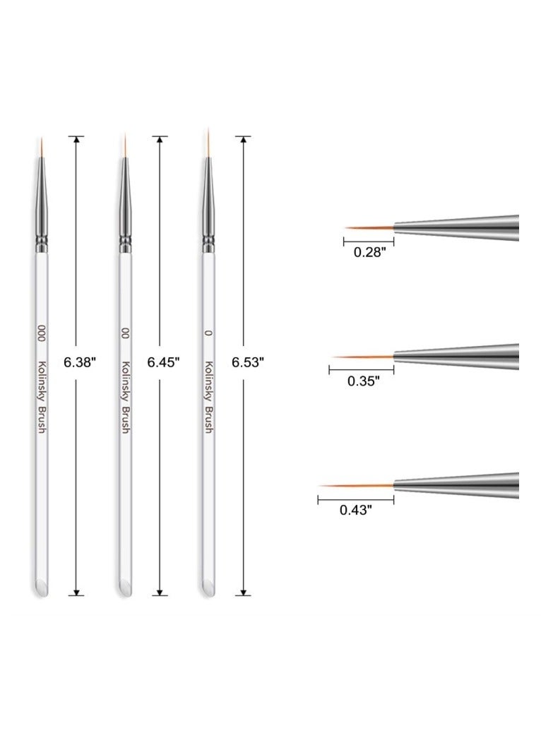 3 Pcs Professional Nail Art Brush Set Liner Pens Striping Brushes for Short Strokes, Details, Blending, Elongated Lines Etc - Image 4