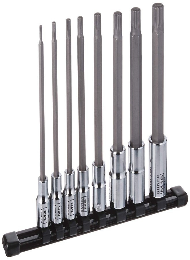 Sunex Tools 8 قطع من مقابس المثقاب المربعة الطويلة المصنوعة من الكروم بمقاس 3/8 بوصة و1/2 بوصة - Image 2