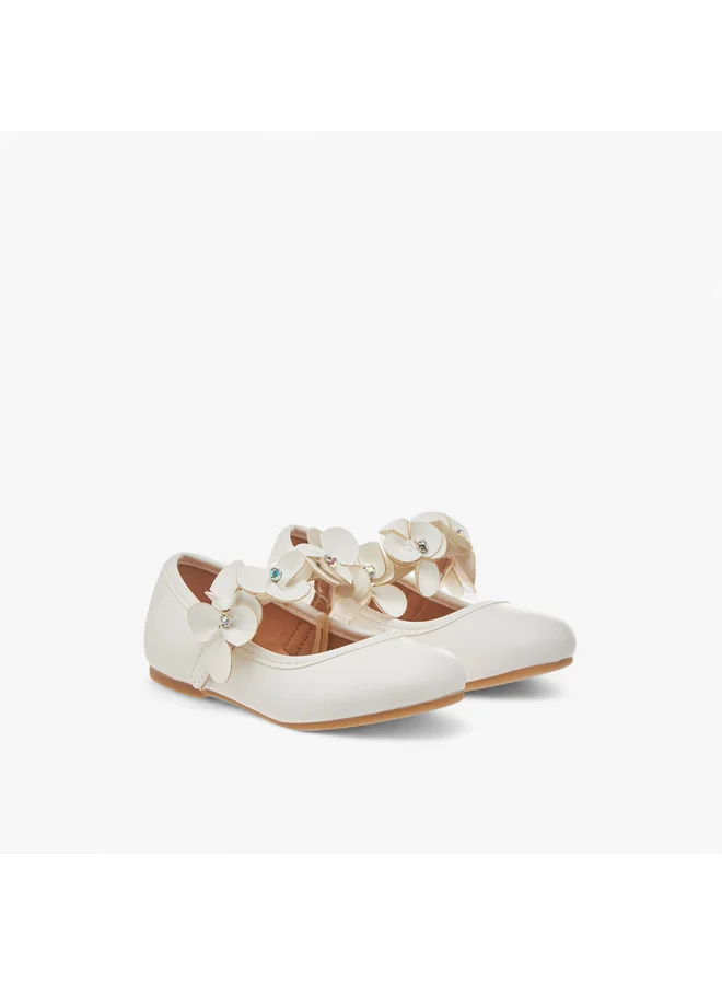 فلورا بيلا من شو إكسبرس Girls Floral Applique Ballerina Shoes with Hook and Loop Closure