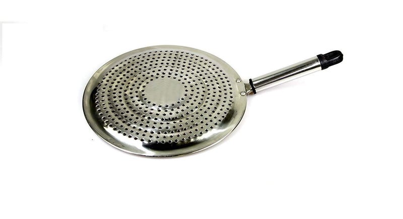 Dharam Paul Traders Flat Base Stainless Steel Jali Roti Roast Grill/Papad Roaster/Chapati Toast Grill/paneer tandoor net/brinjal/Barbeque.-20 cm Diameter. 1 Piece, Metallic Color - Image 2