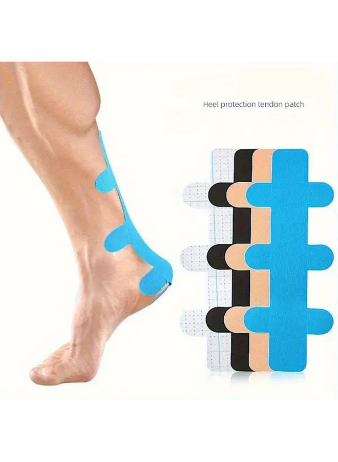 10pcs Precut Heel Leg Muscle Support Tape Beige Adhesive Strips For Plantar Fasciitis Achilles Tendon Hiking Running Jumping Instant Heel Lift Tendon Stabilization No Tools Needed - Image 1