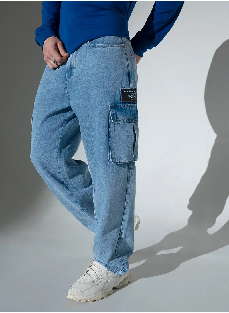 هوبرهولمي Blue Jeans for Men, Mid-Rise Clean Look