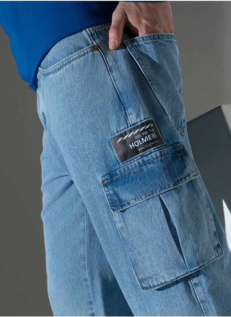 هوبرهولمي Blue Jeans for Men, Mid-Rise Clean Look