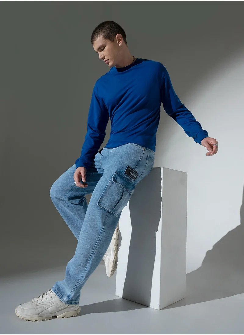 هوبرهولمي Blue Jeans for Men, Mid-Rise Clean Look