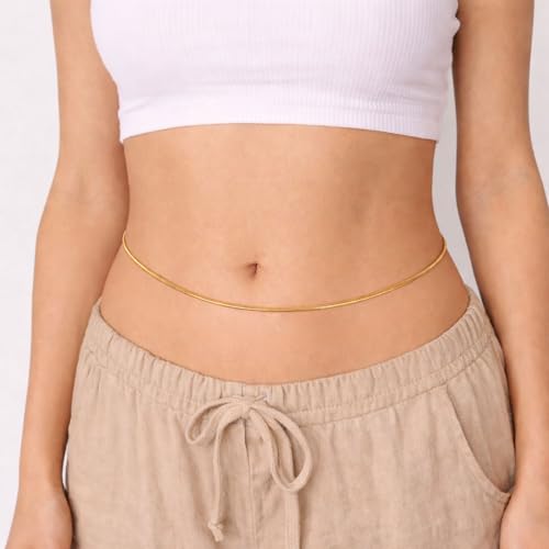 VAMA FASHIONS Adjustable Gold Plated Round Snake Waist Belly Body Chain Kamarbandh Golden Beach Bikini Chains for Women Girls - Image 2