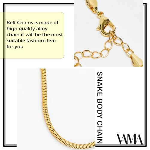 VAMA FASHIONS Adjustable Gold Plated Round Snake Waist Belly Body Chain Kamarbandh Golden Beach Bikini Chains for Women Girls - Image 5