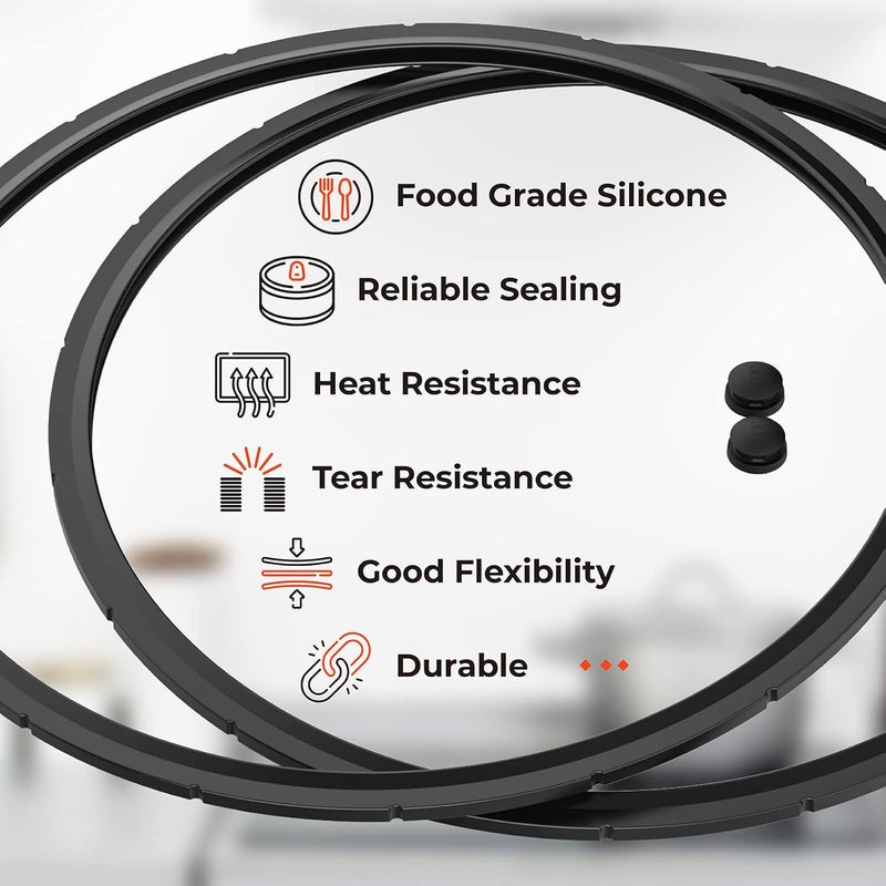 ANTOBLE 09924 Pressure Canner Sealing Ring - & Overpressure Plug for Presto 0128206 0128202 0128203 0128204 0128303 0126306 6 & 8 Quart Pressure Cooker - 2 Pack - Image 2