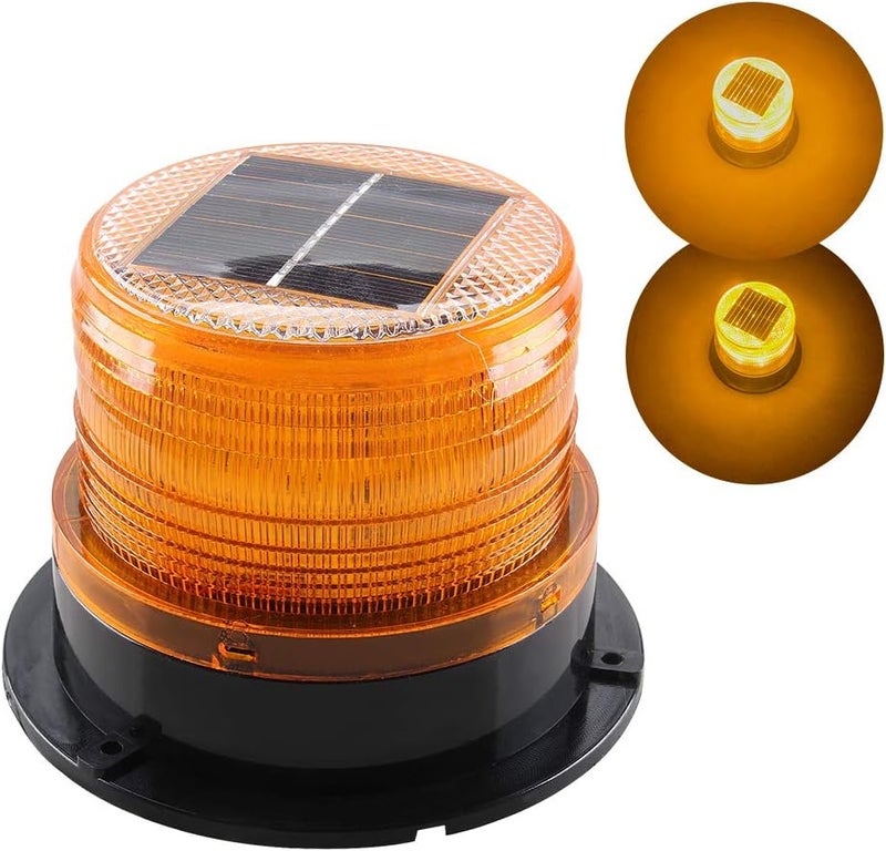 Sidaqi Solar-Energy LED Beacon Strobe Light 12V Amber with Magnetic Base - Image 1