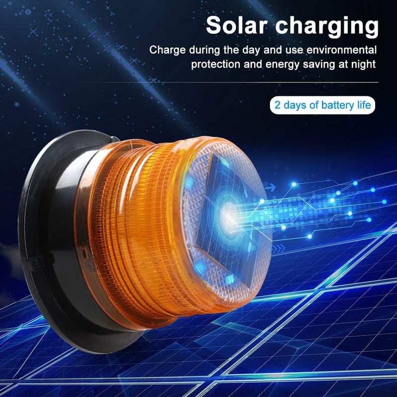 Sidaqi Solar-Energy LED Beacon Strobe Light 12V Amber with Magnetic Base - Image 5