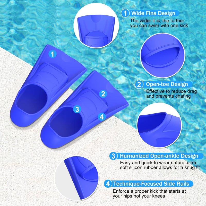 Gintenco Swim Fins, Kids Swim Training Fins for Lap Swimming, Travel Size Flippers with Mesh Bag, Silicone Swimming Fins for Kids Teens Adults Women Men - Image 2