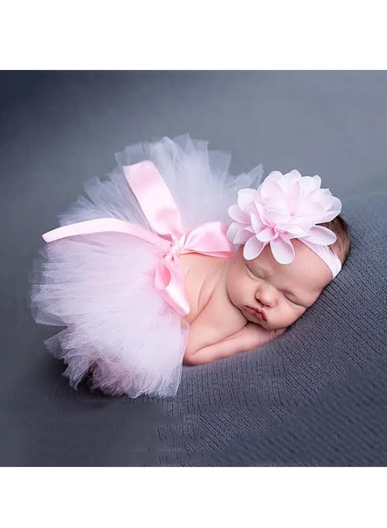 Newborn Baby Girl Tutu Skirt And Headband Photography Props Outfit  - Image 1