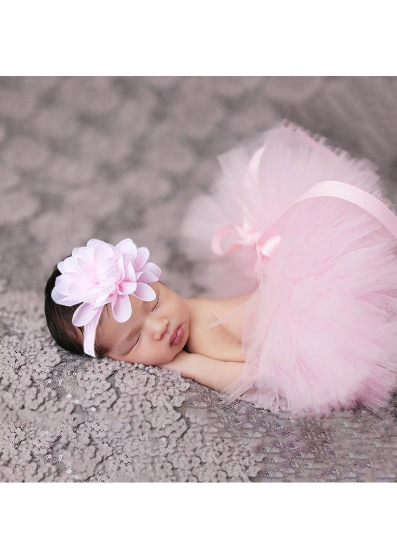 Newborn Baby Girl Tutu Skirt And Headband Photography Props Outfit  - Image 3