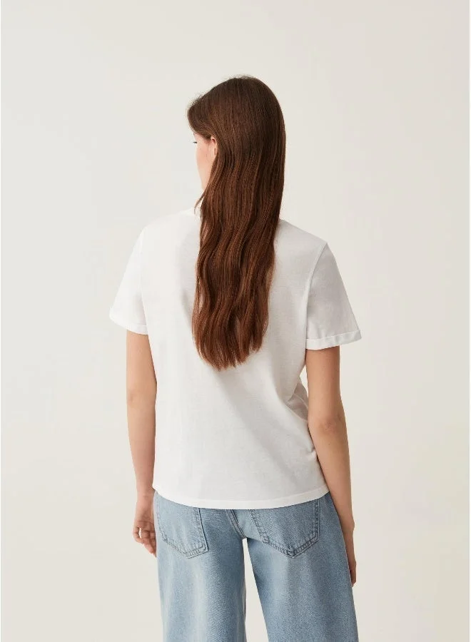 Ovs Ovs T-Shirt In Cotton With Foliage Print