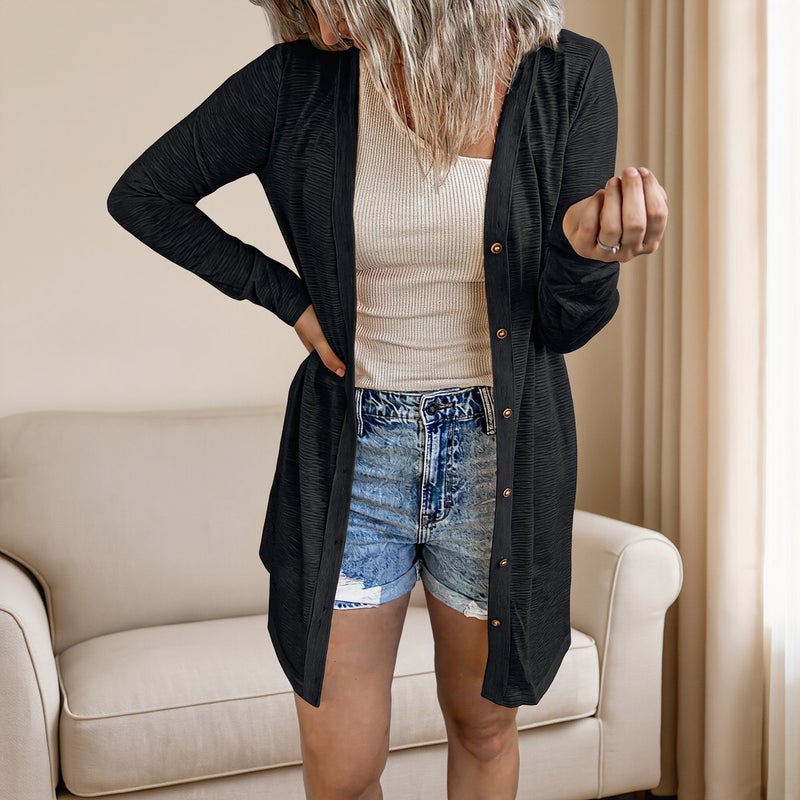 Women No Irritation Breathable Comfy Grey Cardigan For Sensitive Skin S - Image 3