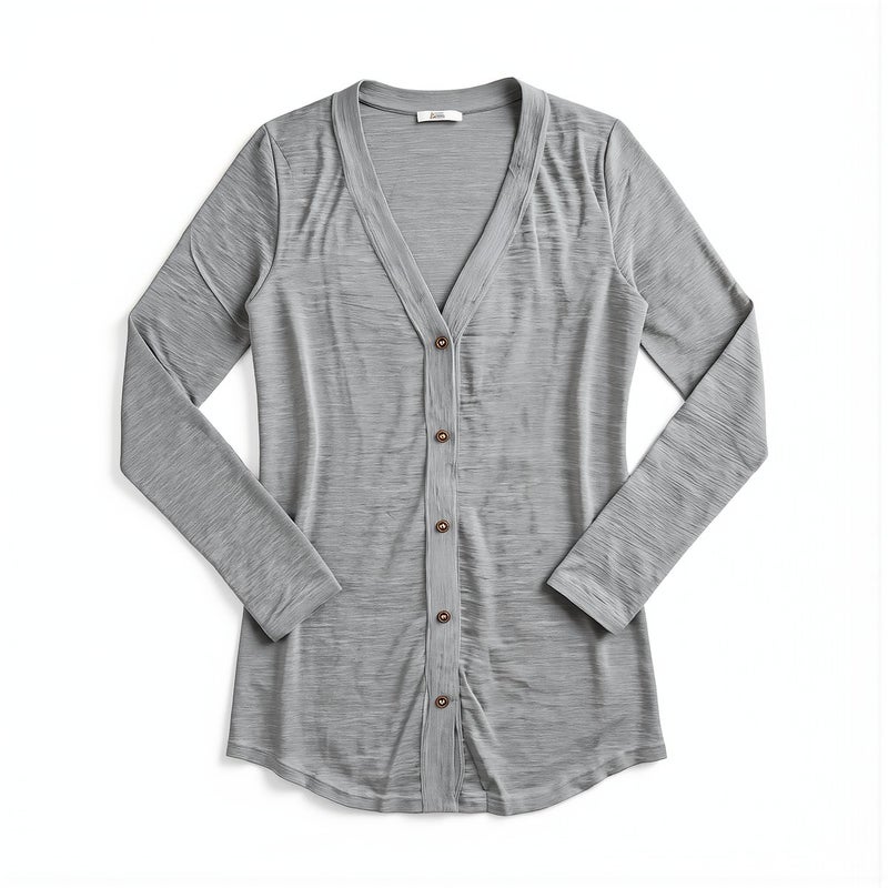 Women No Irritation Breathable Comfy Grey Cardigan For Sensitive Skin S - Image 2