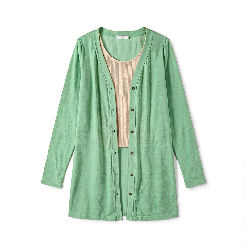 Women No Irritation Breathable Comfy Grey Cardigan For Sensitive Skin S - Image 1