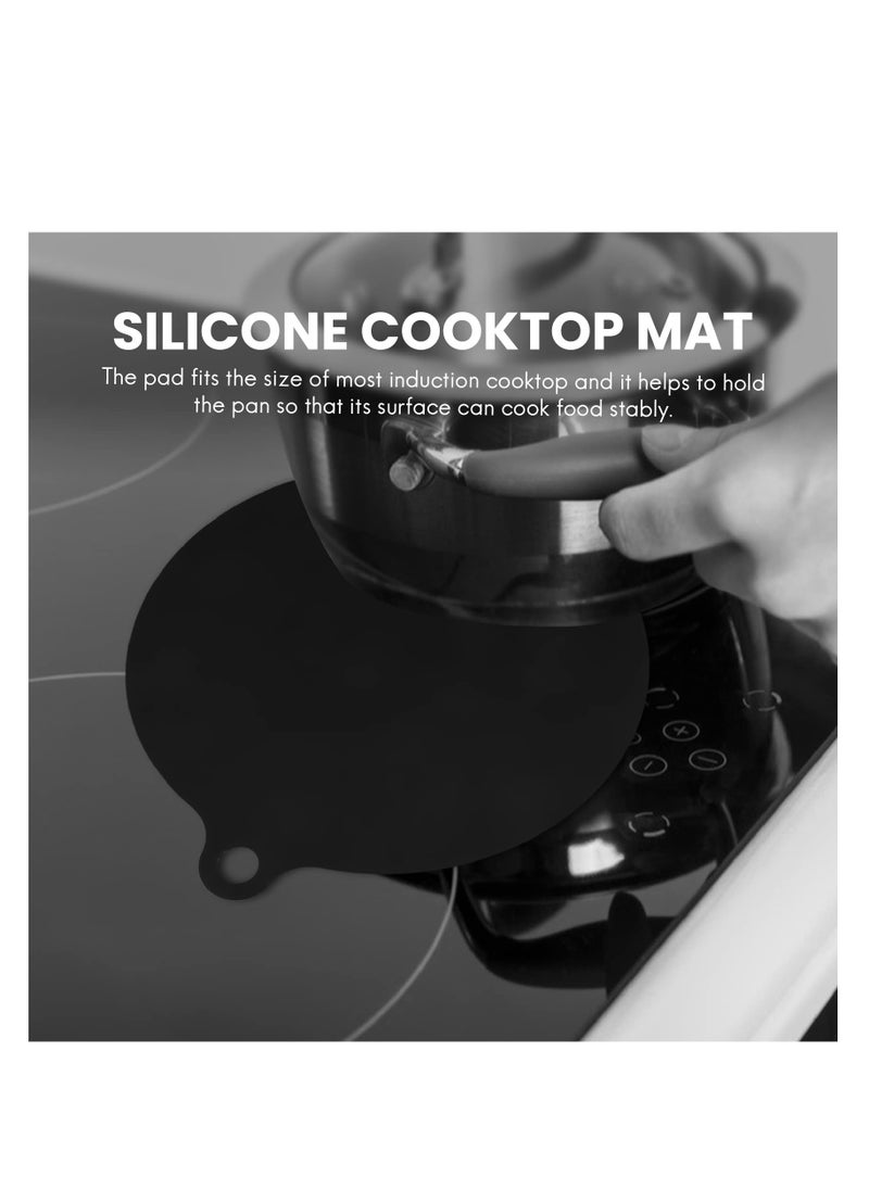 SYOSI - Electric Induction Hob Protector Mat, Anti-Slip Mat Silicone Cooktop Scratch Protector Cover, Heat Insulated Mat as Induction Cooktop Cover or Glass Top Stove Cover, Black (4 Pack) - Image 1