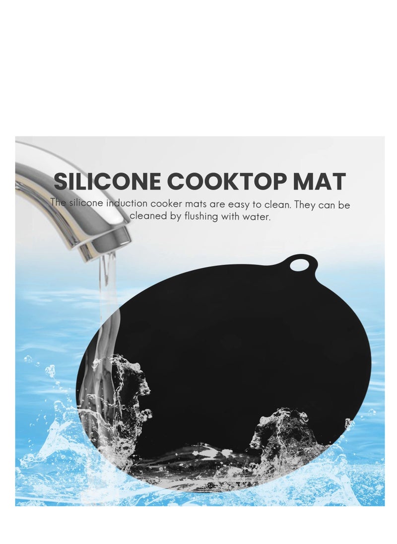 SYOSI - Electric Induction Hob Protector Mat, Anti-Slip Mat Silicone Cooktop Scratch Protector Cover, Heat Insulated Mat as Induction Cooktop Cover or Glass Top Stove Cover, Black (4 Pack) - Image 1