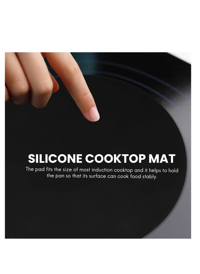 SYOSI - Electric Induction Hob Protector Mat, Anti-Slip Mat Silicone Cooktop Scratch Protector Cover, Heat Insulated Mat as Induction Cooktop Cover or Glass Top Stove Cover, Black (4 Pack) - Image 1