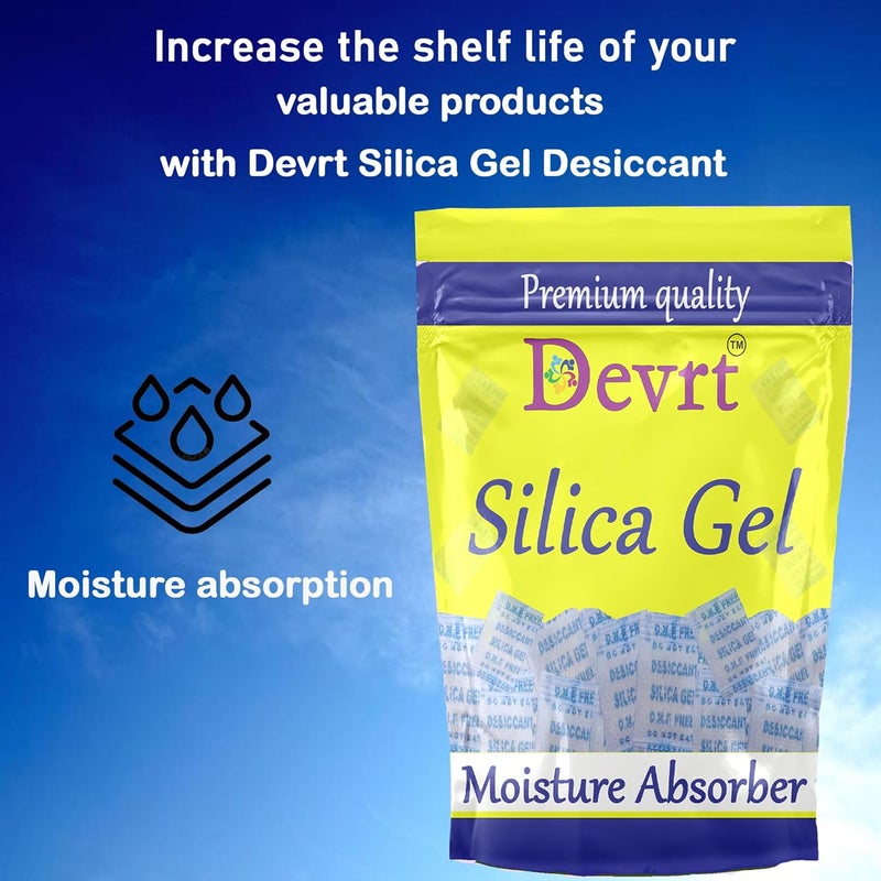 Devrt Devrt Silica Gel 1 Gm Pouch 100 Pcs Pack Moisture absorbents Dehumidifier Silica Gel Bags for Moisture Room Cupboard Kitchen ShoeWardrobeCarCamera LensesEtc - Image 2