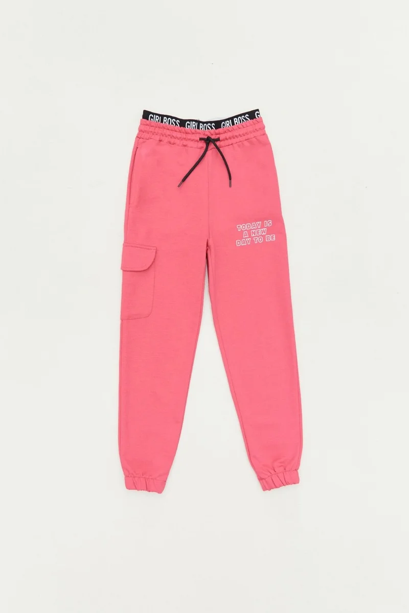 فولامودا Text Printed Girls' Jogger Sweatpants with Elastic Waist