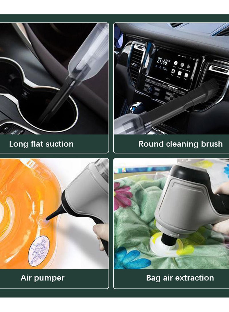 مكنسة يدوية للسيارة، منظف يدوي لاسلكي، منفاخ هواء صغير محمول، مضخة يدوية، رمادي - Image 3