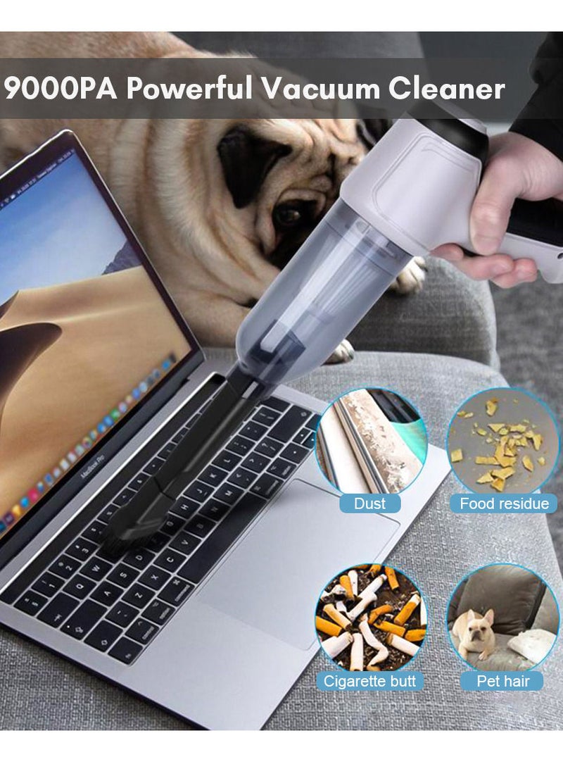 مكنسة يدوية للسيارة، منظف يدوي لاسلكي، منفاخ هواء صغير محمول، مضخة يدوية، رمادي - Image 2