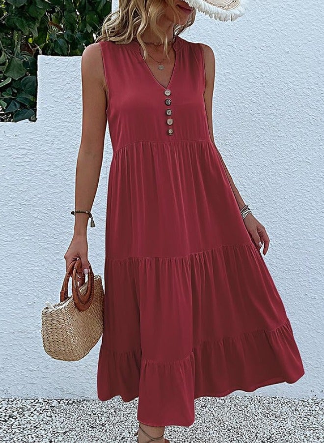 Yailla Summer Vest Skirt Sleeveless Loose Casual Dress 