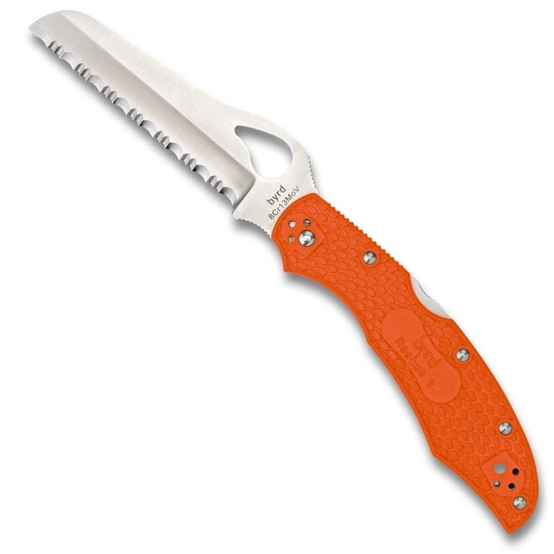 Spyderco سكين إنقاذ خفيف الوزن من بيرد كارا كارا 2 بشفرة من الفولاذ المقاوم للصدأ بطول 3.88" وشكل قدم الأغنام ومقبض FRN برتقالي عالي الأداء - سبايدر إيدج - BY17SOR2 - Image 1