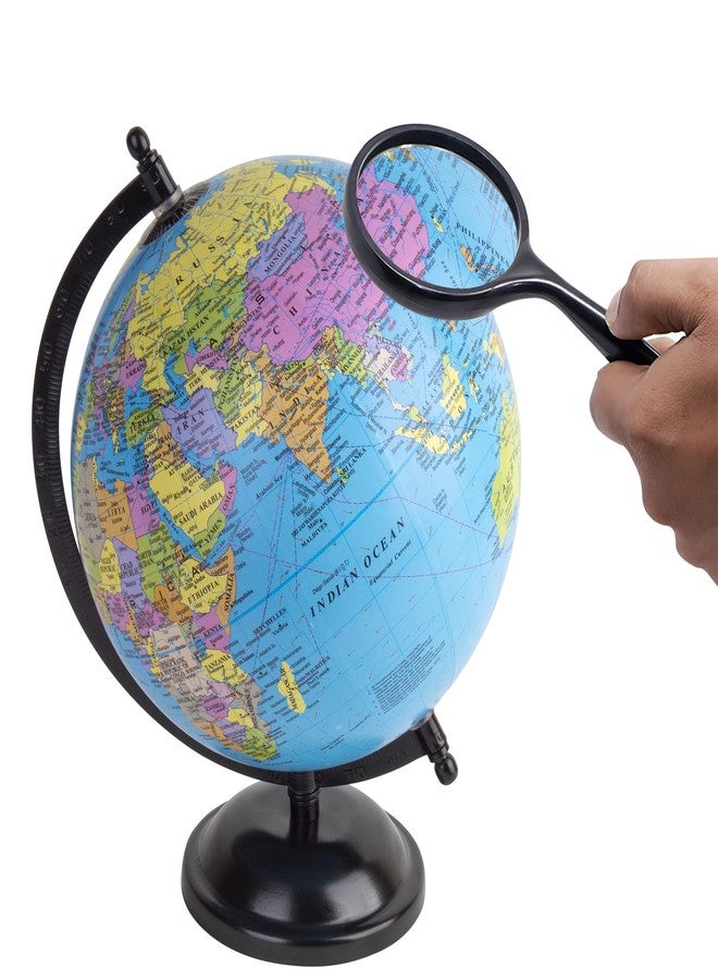 Mummy Please STEM & STEAM Educational,Decorative Spinning Political Educational Laminated Rotating World Globe【MADE IN INDIA】【8" Black with Magnifier】 - Image 3
