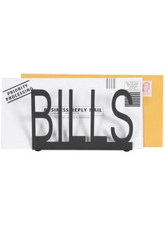 MyGift Black Metal Desktop Mail Sorter Organizer With Bills In Block Cut Out Letter Design  - Image 2
