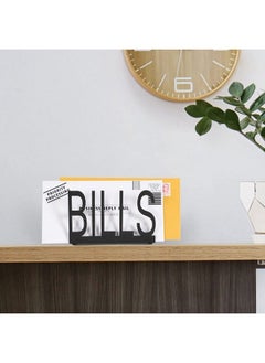 MyGift Black Metal Desktop Mail Sorter Organizer With Bills In Block Cut Out Letter Design  - Image 4